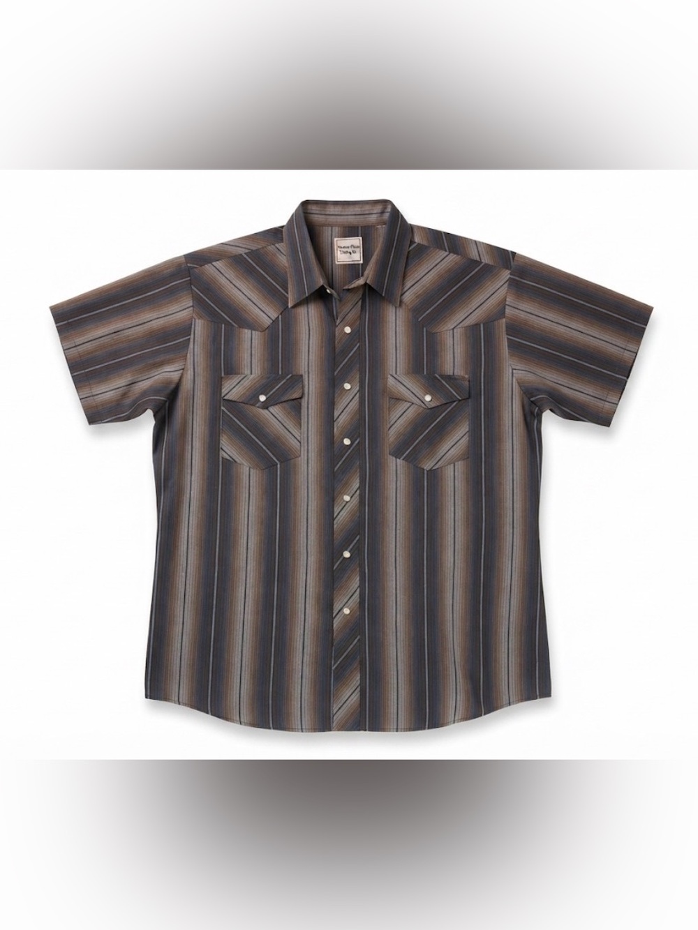 Western Plains Trading Co Western Shirt Men's XL Short Sleeve Striped Snap Front